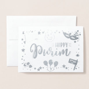 Happy Purim Foil Card