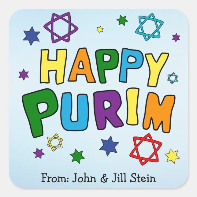 Happy Purim Fun Square Sticker (Front)