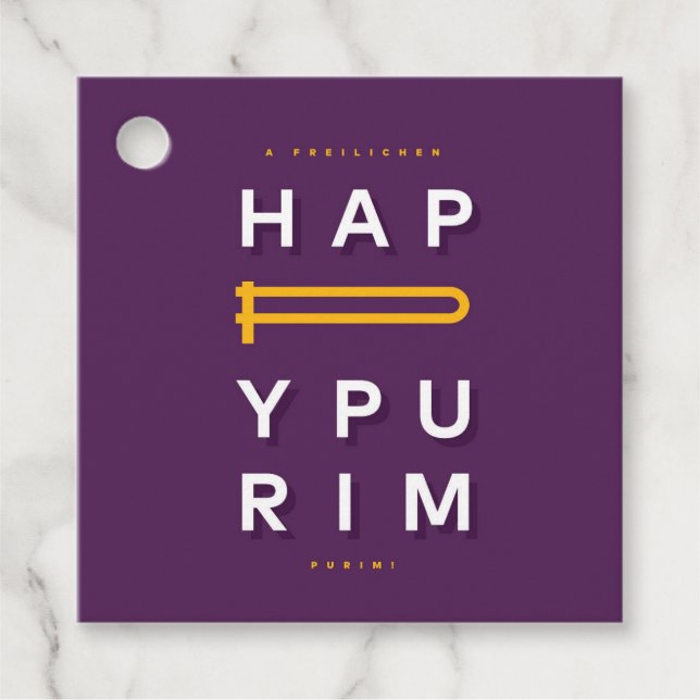 Happy Purim Gragger Favor Tags (Front)