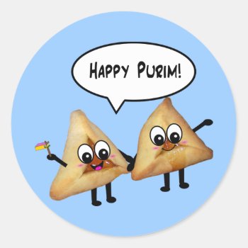 Happy Purim Hamantaschen Classic Round Sticker by inspirationzstore at Zazzle