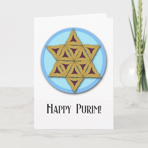 Happy Purim Hamantaschen Cookies Star of David Card