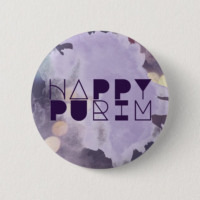 HAPPY PURIM in Purple Button (Front)