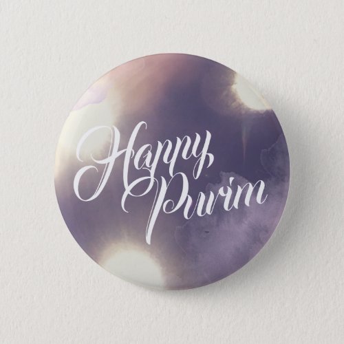 Happy Purim in Sparkle and Purple Button