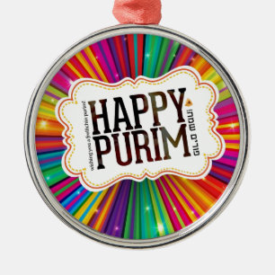 happy purim metal ornament