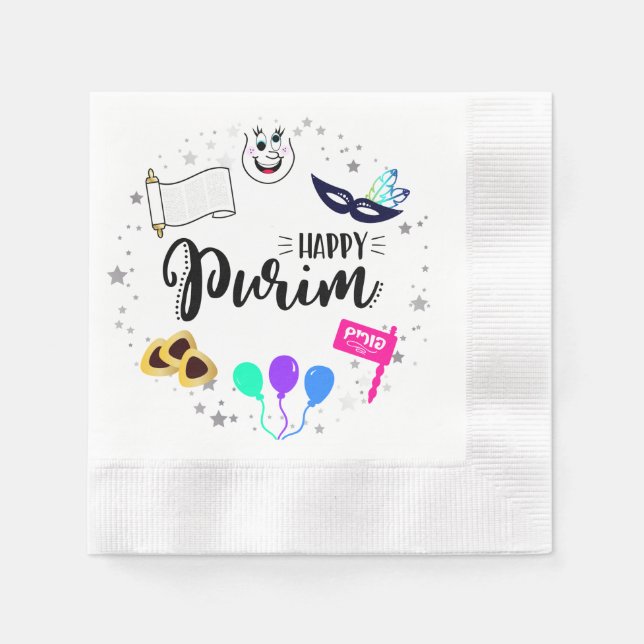 Happy Purim Napkins (Front)