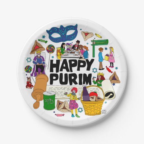 Happy Purim Paper Plates