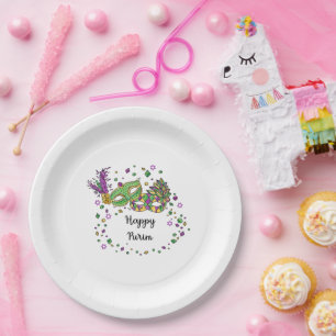 Happy Purim Paper Plates