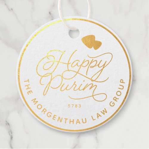 Happy Purim REAL Gold Foil Script Foil Favor Tags