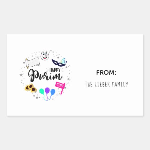 Happy Purim Rectangular Sticker
