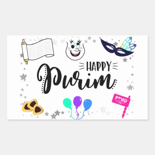 Happy Purim Rectangular Sticker