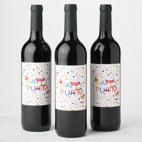 happy purim wine labels