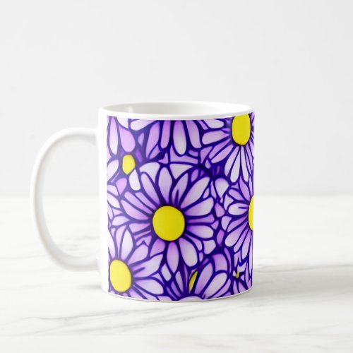 Happy Purple Daisy Floral Watercolor Coffee Mug