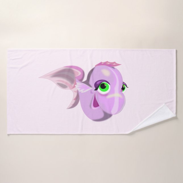 Happy Purple Fish Funny Bath Towel (Bath Towel)