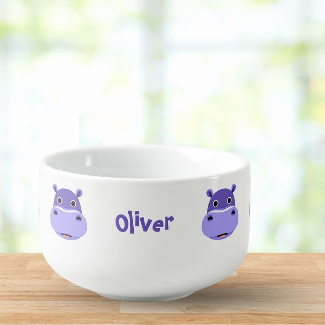 Happy Purple Hippo Face Soup Mug (Creator Uploaded)