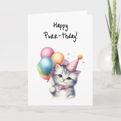 Happy Purr_thday Birthday Kitten Celebrate Party  Card