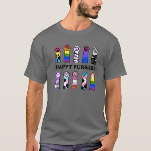 Happy Purride Cats Paws LGBT Cat Rainbow Pride Gay T-Shirt