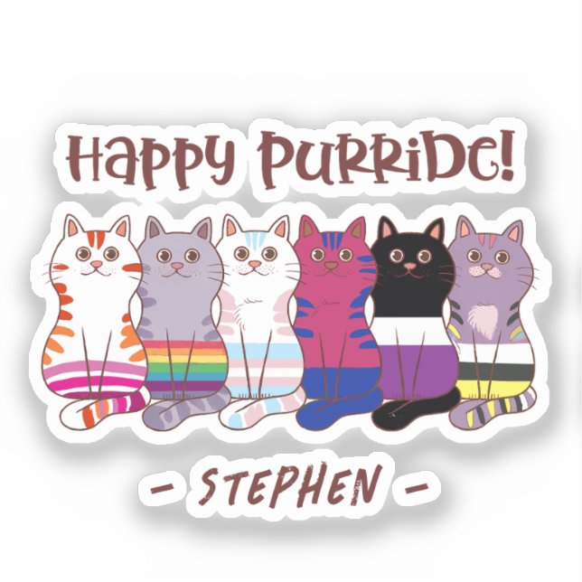 Happy Purride – LGBTQ Pride Cats Sticker (Front)