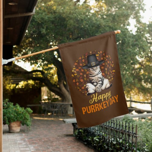 Happy Purrkey Day House Flag
