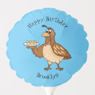 Happy quail with eggs cartoon balloon