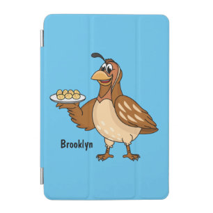 Happy quail with eggs cartoon iPad mini cover