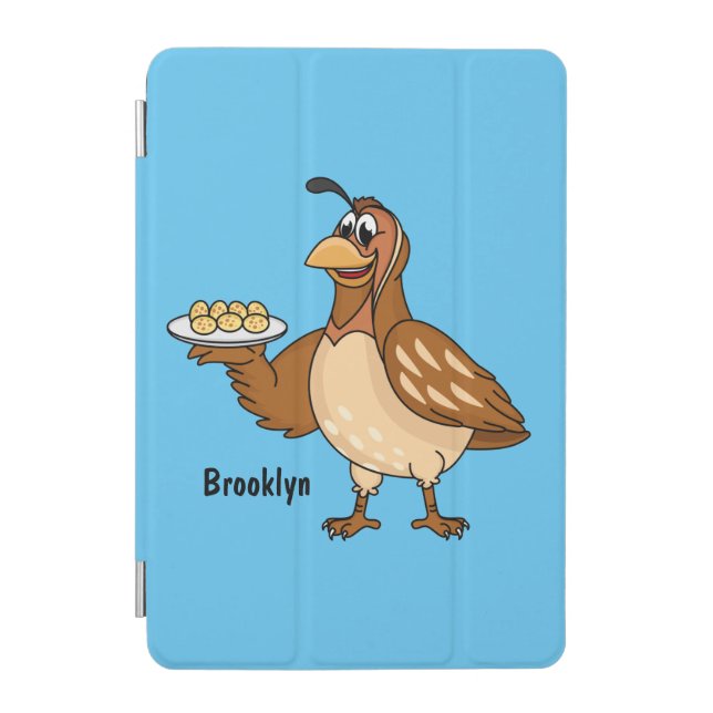 Happy quail with eggs cartoon iPad mini cover (Front)