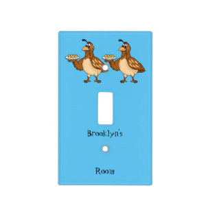 Happy quail with eggs cartoon light switch cover