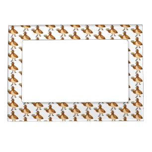 Happy quail with eggs cartoon magnetic frame