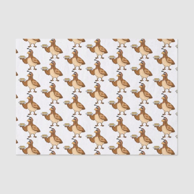 Happy quail with eggs cartoon  tissue paper (Front)