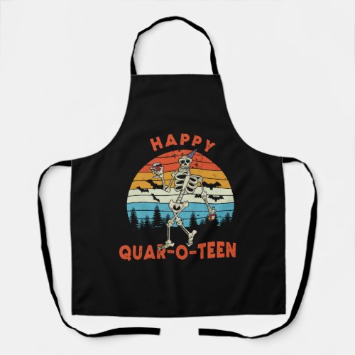 Happy QUAR_O _TEEN Funny Skeletor Wine Halloween Apron