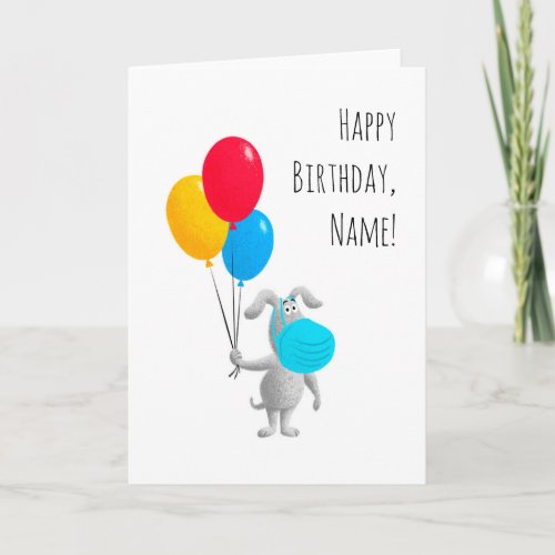 Happy Quarantine Birthday Dog Puppy Balloons Card