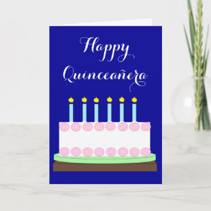 Happy Quinceañera: Dark-blue Blank Card
