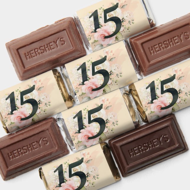 Happy Quinceanera Pink Floral Rustic 15th Birthday Hershey's Miniatures (Assorted)