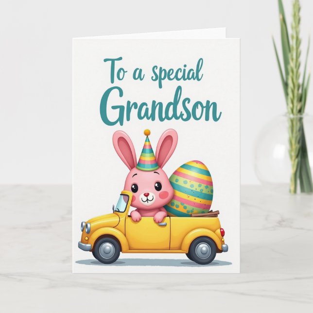 Happy Rabbit Auto Egg Greeting Card (Front)