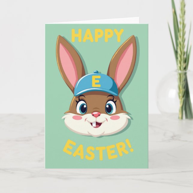 Happy Rabbit Faux Gold Foil Card (Front)