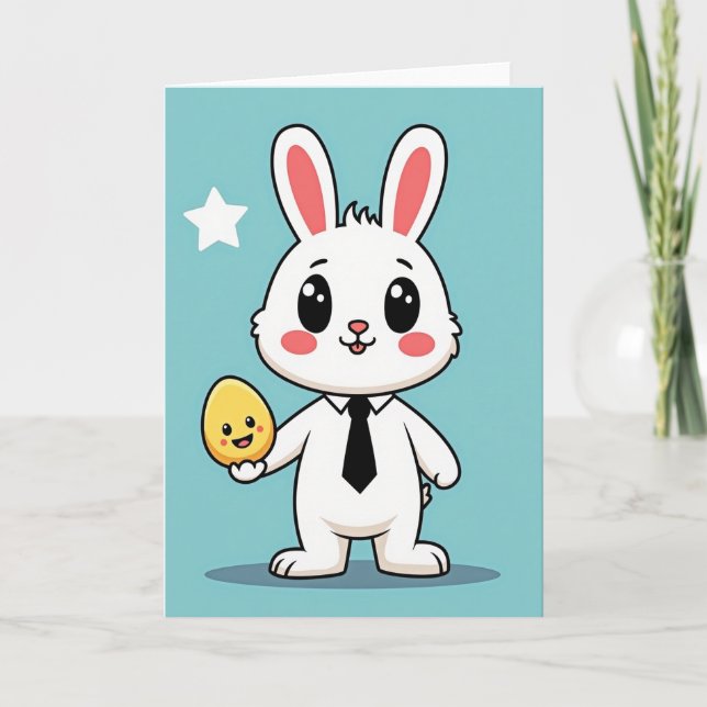 Happy Rabbit Friend Card (Front)