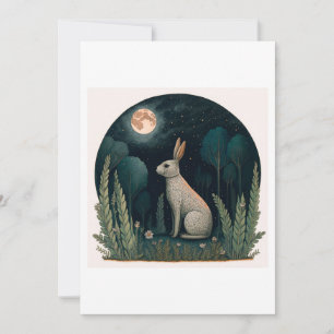 Happy Rabbit in the Moonlight Holiday Card