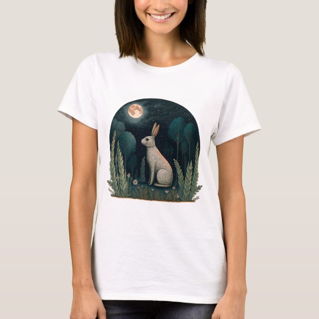 Happy Rabbit in the Moonlight T-Shirt (Front)