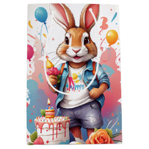 Happy Rabbit with Cake Gift Bag