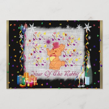Happy Rabbit Year Invitation by Crazy_Card_Lady at Zazzle