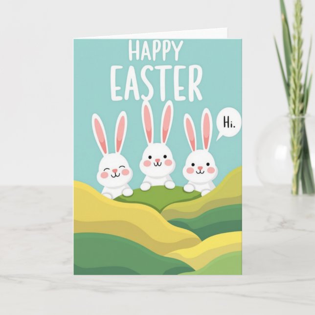 Happy Rabbits Hello Friend Card (Front)