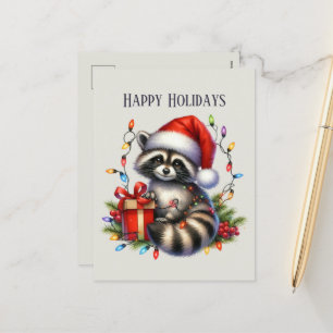 Happy raccoon add message holiday postcard