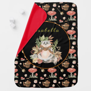 Happy Raccoon Customize Text and Color Baby Blanket