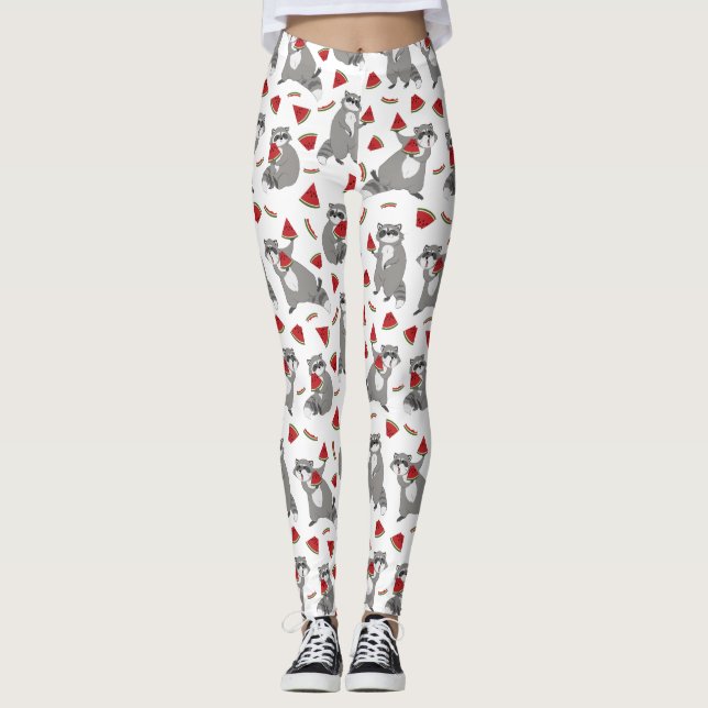 Happy raccoon with watermelon leggings (Front)