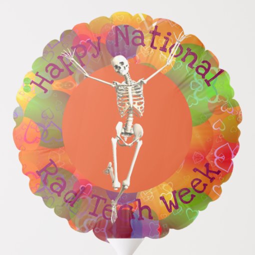 "Happy Rad Tech Week" Joyous Skeleton Balloon Zazzle