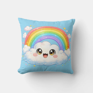 Happy Rainbow & Cloud Kawaii Cushion Pillow