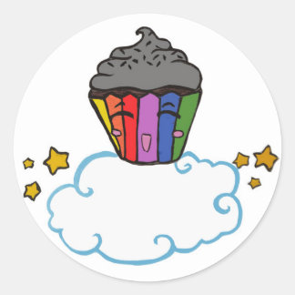 Happy Rainbow Cupcake Classic Round Sticker