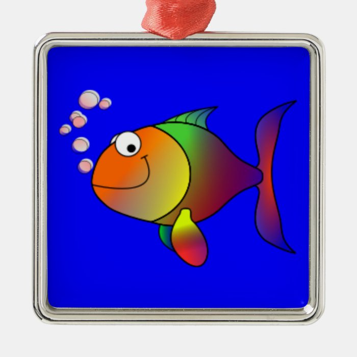 Happy Rainbow Fish Christmas Ornament