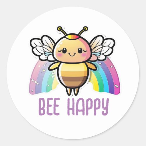 Happy rainbow honey bee sticker