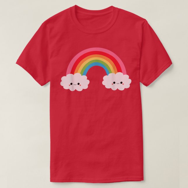 Happy Rainbow Smiling Clouds and Rainbow Tee  (Design Front)