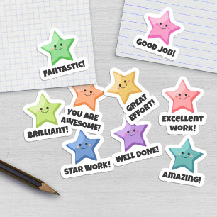 Happy Rainbow Stars Good Job Student Sticker